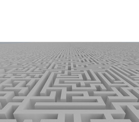 Isolated complex maze. Concept of confusion and difficulty