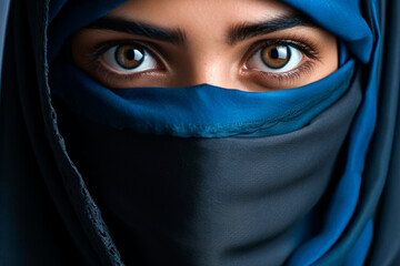 Naklejka premium Close portrait of an arab woman with niqab