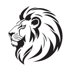 Lion head profile silhouette logo isolated on white background