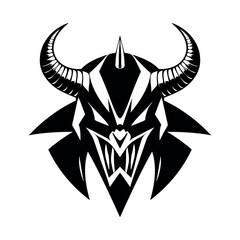Obraz premium Devil head black and white vector icon