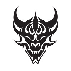 Devil head black and white vector icon