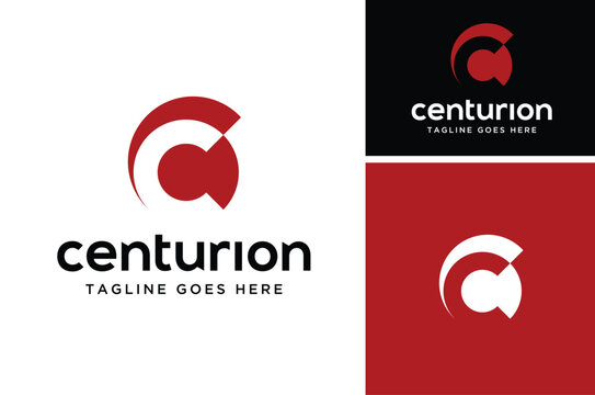 Initial Letter C like Roman Centurion Armor Helmet logo design