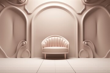 Modern luxury living room interior, neutral beige colors, stylish light grey sofa, generative AI