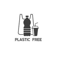 symbol of plastic free, eco friendly, vector art.