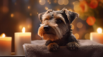 Relaxation and Beauty Treatment for Miniature Schnauzer Dog. Generative AI