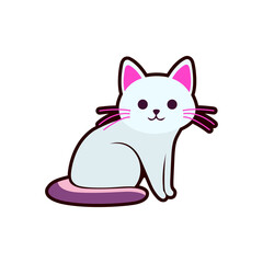 cute minimalist cartoon cat animal vector illustration template design