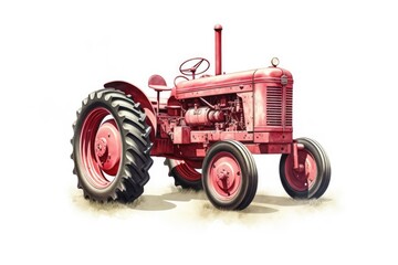 Vintage Tractor isolated on white background. Generative AI