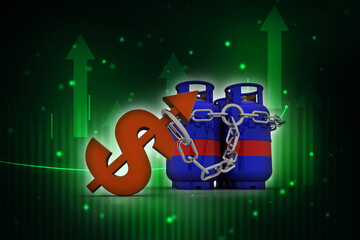3D rendering illustration Gas Cylinder with dollar sign

