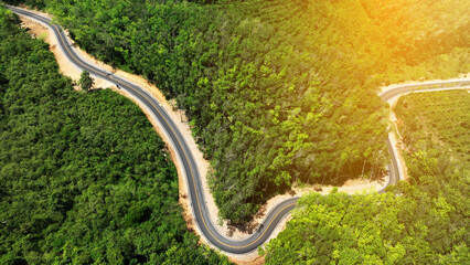 Road in the middle of the tropical forest, Thailand