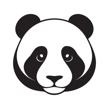 recommend clip art: Panda head black and white vector icon