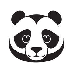 Panda head black and white vector icon