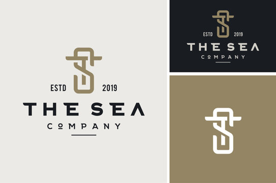 Classic Initial Letter Monogram TS ST Vintage Retro Premium label logo design