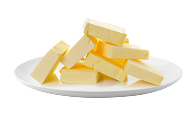 butter in a plate isolated on transparent png - obrazy, fototapety, plakaty