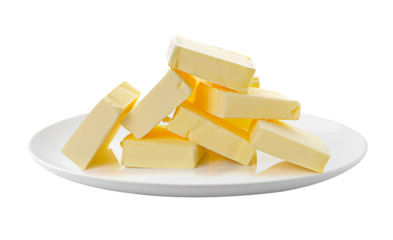 butter in a plate isolated on transparent png