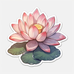 Naklejka na ściany i meble Beautiful lotus flower illustration, isolated on white. Generative AI
