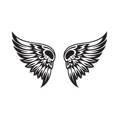 Wings black and white vector icon