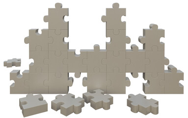 3d rendering of a wall made of puzzles