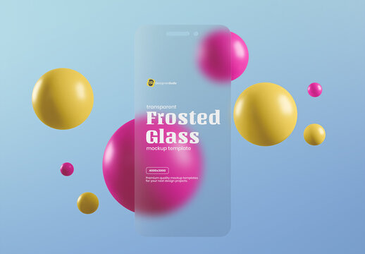 Frosted Glass Smart Phone Screen Mockup