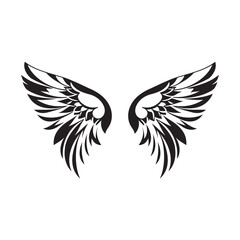 Wings black and white vector icon.