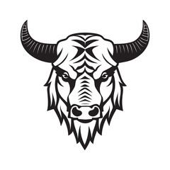 Bull head black and white vector icon.