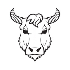 Bull head black and white vector icon.