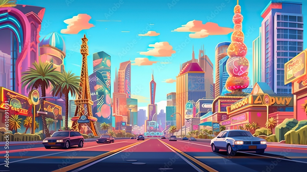 Poster abstract background las vegas. the glitz and glamour of las vegas with an illustration featuring an 