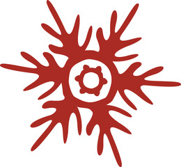 Hand drawn red snowflake. SVG design element