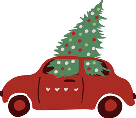 Car with christmas tree SVG design element - 610891227