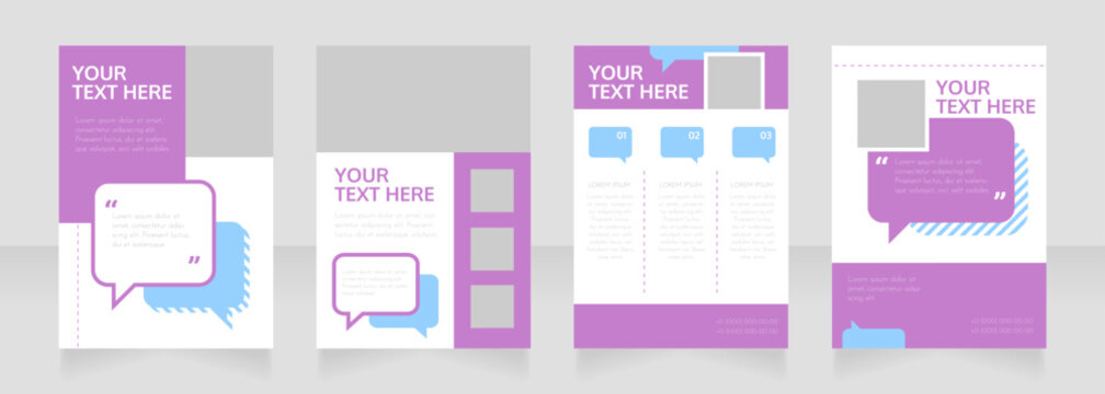 Psychological support blank brochure layout design. Info in speech bubble. Vertical poster template set with empty copy space for text. Premade corporate reports collection. Editable flyer paper pages