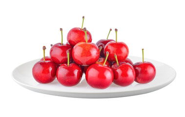 Cherry in a plate isolated on transparent png