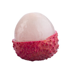 Fresh lychee or litchi fruit isolated on transparent background, PNG.