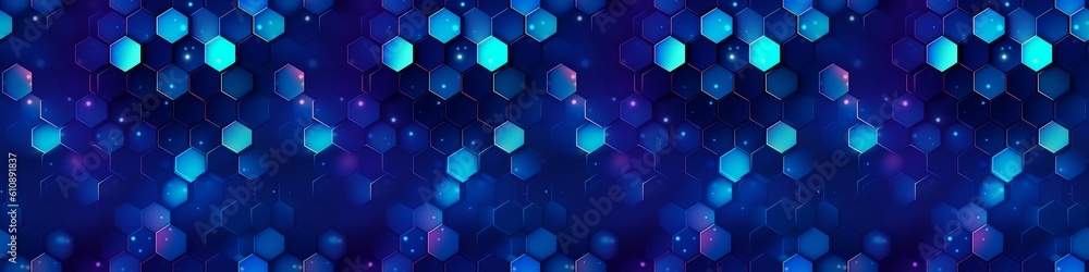 Aufkleber abstract futuristic digital geometric technology hexagon background banner panorama illustration, se