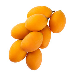Fresh sweet marian plum with leaf isolated on a transparent background