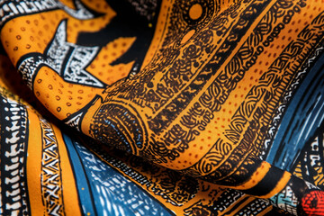 Close up texture of traditiona African ornament scarf created with AI generative tools