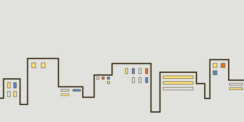 Abstract cityscape minimal style on light grey background have blank space for any wording advertising. Landscape of skyscrapers vector illustration.