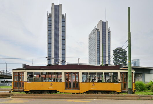 Historic tram in Milan. Milan transportation system carries 2 million passengers daily