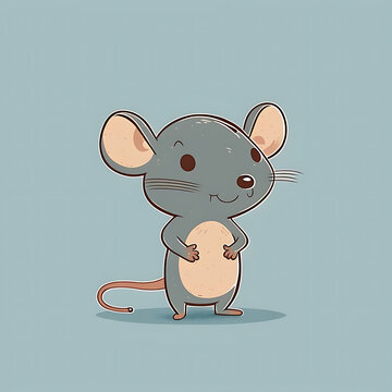 Small mouse character on a blue background.
