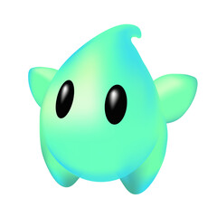 3D Fluorescence Green Raindrop Shape Star Cartoon