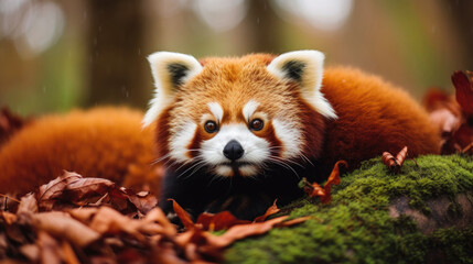 Beautiful portrait of a red panda, a rare animal. generative AI.