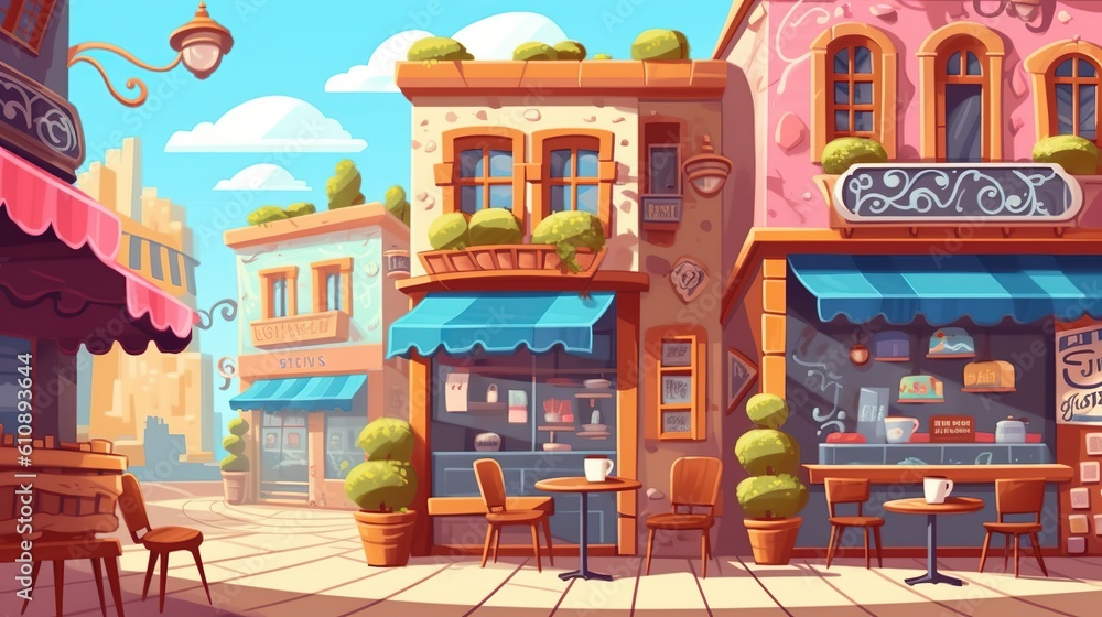 Poster background different shops. an abstract background with a banner design showcasing an illustration o