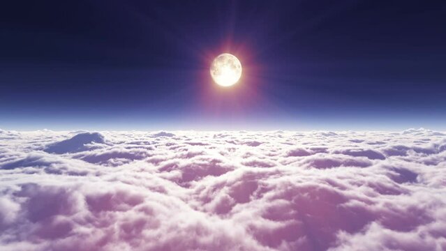 dream fly in clouds and moon