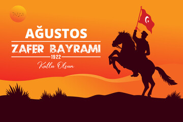 30 agustos celebration Zafer bayrami lettering card with flag.