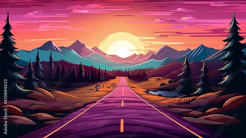 Poster abstract background illuminated road. the mesmerizing glow of an illuminated road during a captivati