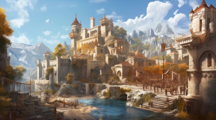 Fototapeta premium Fantasy Landscape Game Art