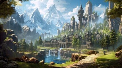 Fototapeta premium Fantasy Landscape Game Art