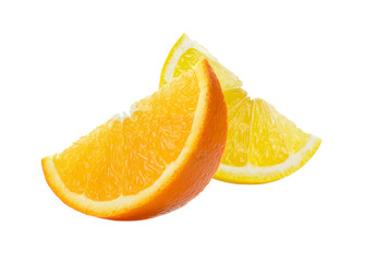 Fresh orange and lemon slices isolated on transparent png