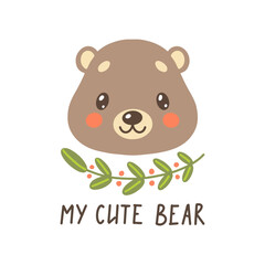 Cute bear vector illustration for t-shirt design with slogan. Vector illustration design for fashion fabrics, textile graphics, prints.
