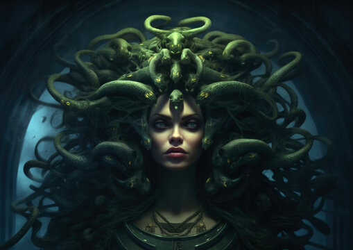 mythical lady medusa . Generative AI