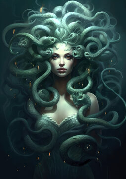 mythical lady medusa . Generative AI