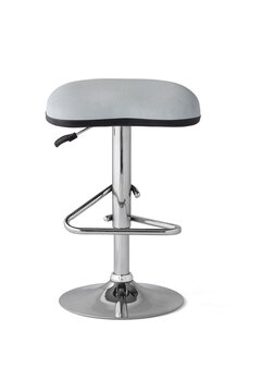 Modern Bar Chair Isolated On White Background .front View. Metal Leg